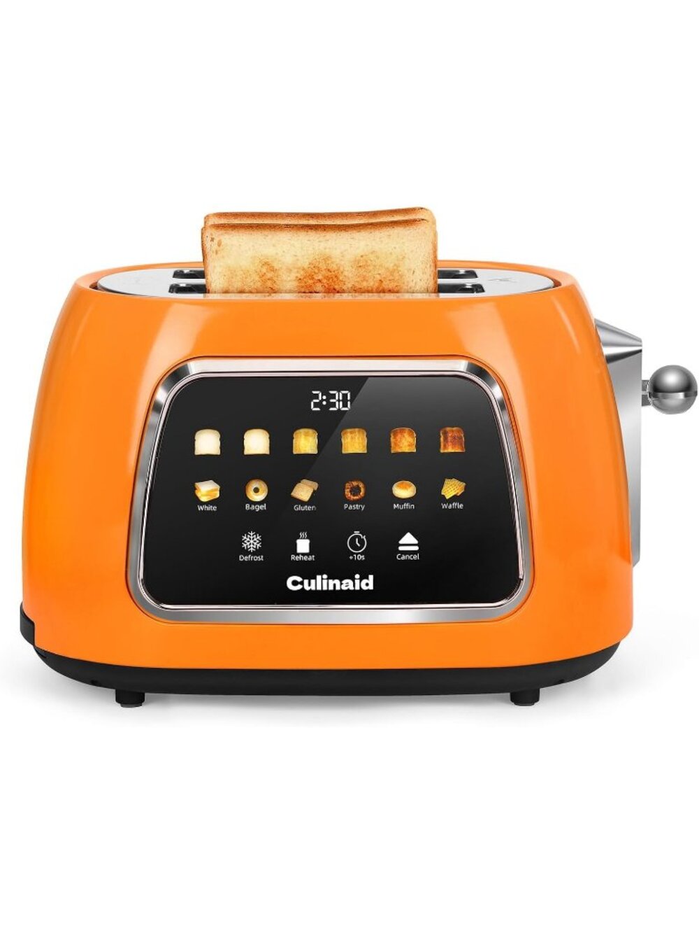 2 Slice Orange Touch Screen Retro 1.5'' Extra Wide Slot Stainless Steel Toaster